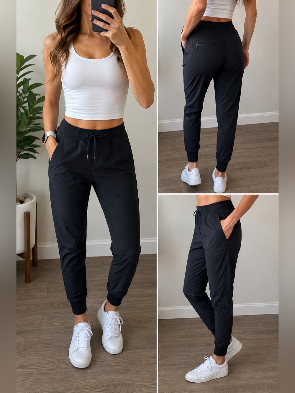 Lululemon Studio Jogger Women’s XS Black Lightweight Athletic Travel Pants Zip P